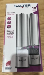 Salter Electric Salt & Pepper Grinder Set Stainless Steel 2 Piece - Picture 1 of 5
