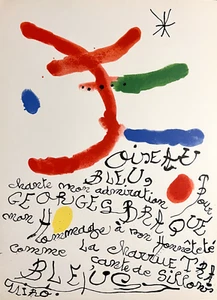 Joan Miro  Original 1964 Lithograph  "Oiseau Bleu, Georges Braque" Plate -Signed - Picture 1 of 7