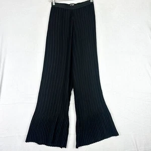 Alquema Pleated Palazzo Pants Chiffon Size 1/Medium Black Flare Artsy - Picture 1 of 6