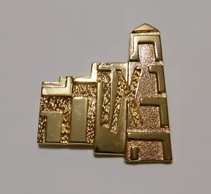 NICE GOLD TONE M KATZ JERUSALEM 2001-02 MODERNIST GOLD TONE BROOCH Pin - Picture 1 of 2