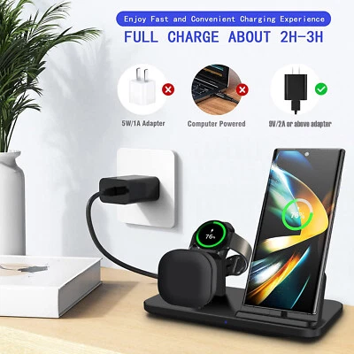 Estación de carga rápida 3 en 1 EE. UU. para reloj Samsung Galaxy 7/Ultra/6 S25 S24 Foto 1 de 4