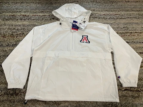 Champion Arizona Wildcats Mens XL Tailgate Packable 1/2 Zip Jacket White $60 Cover