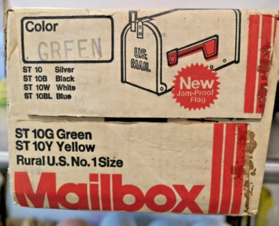 Vintage Gemini ST 1G Green Rural Mailbox-US #1 Galv. Steel NOS New - Image 1 of 4