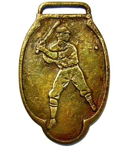 1930's BASEBALL PARK SOUVENIR PICTORIAL WATCH FOB THIN STAMPED BRASS S.F. SEALS Cover