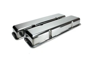 Polished Aluminum SBC 350 383 434 Short Style Valve Covers Smooth Without Hole - Picture 1 of 5