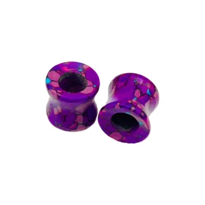 Pruple Turquoise Crystal Naga Body Piercing Jewelry Plug Tunnel Size 6g-40mm - Picture 1 of 10