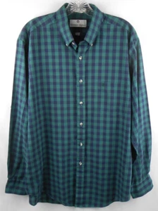 Etienne Aigner Button Down Long Sleeve Green Plaid Mens 16.5 34/35 Dress Shirt - Picture 1 of 7