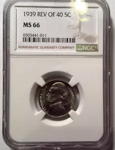 1939 Reverse Of 40 Jefferson Nickel - Picture 1 of 2