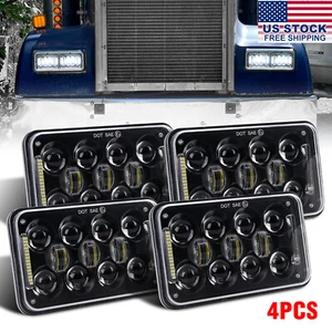 4PCS 4x6" Halo LED Headlights Sealed Beam for Kenworth W900 T800 T600A C500 T400 - Picture 1 of 12