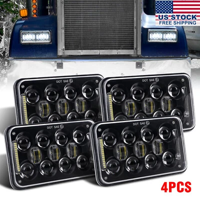 4 PIEZAS 4x6" Halo LED Faros haz sellado para Kenworth W900 T800 T600A C500 T400 Foto 1 de 4