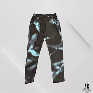 Phillip Lim 3.1 Silk Trim Lounge Pants Joggers Sz 0 Black Blue Tie Dye Rare - Picture 1 of 10
