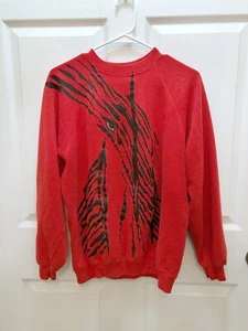 Vintage 1980s Sweatshirt Southwest Artistic Animal Print Wearable Art L Safari - Picture 1 of 9