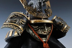 Japanese Old Vintage Samurai Kabuto Helmet -dragon Purple helmet with a mask- - Picture 1 of 20