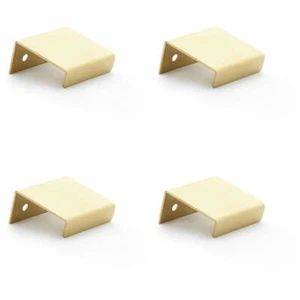 4x flacher schmaler Schrank Fingerzuggriff halbverdeckt 37 mm Breite Satin Messing - Bild 1 von 2