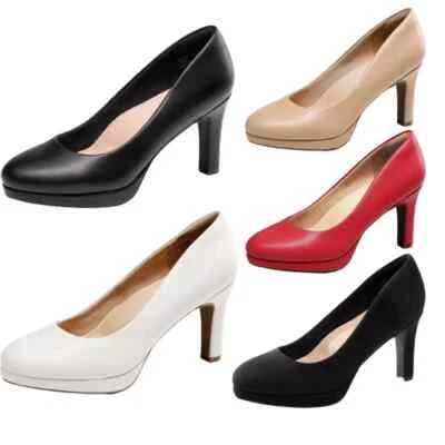 Women All Day Comfort Round Toe Low Stilettos Heel Slip On Office Work Pumps - Image 1 of 4