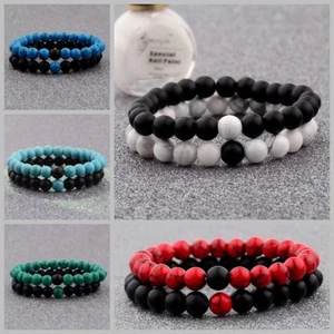 2X Distance Bracelets Lovers Couples Matching Gift Matte Agate 8mm Bead Stone - Picture 1 of 259