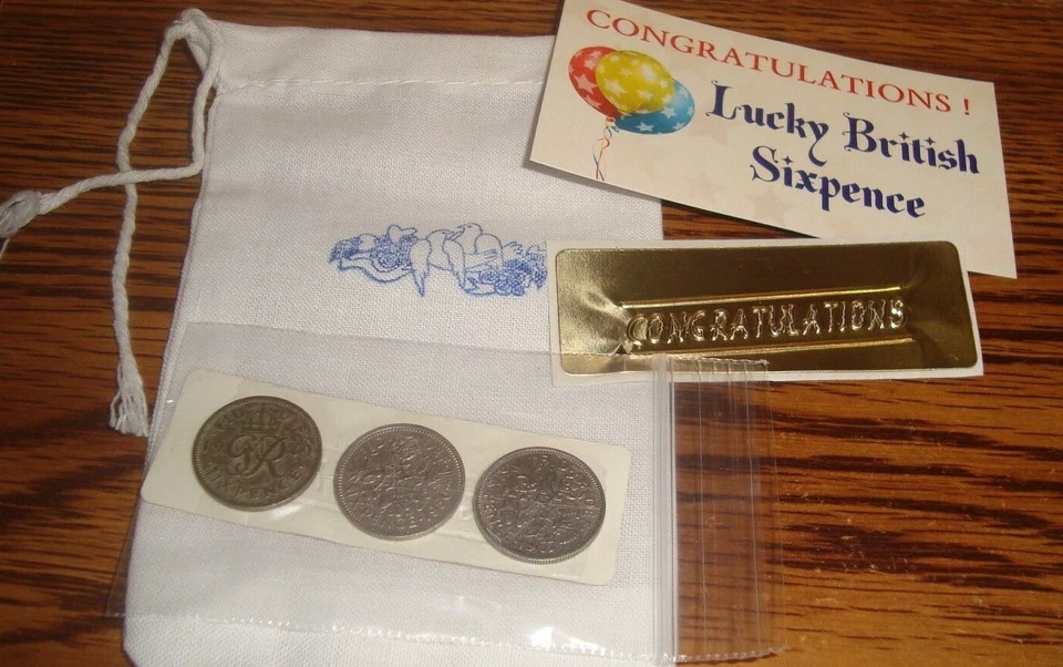 #3 Different Lucky British Wedding SIXPENCE 1949, 1956, & 1967 Keepsake Coin set - Image 1 of 4