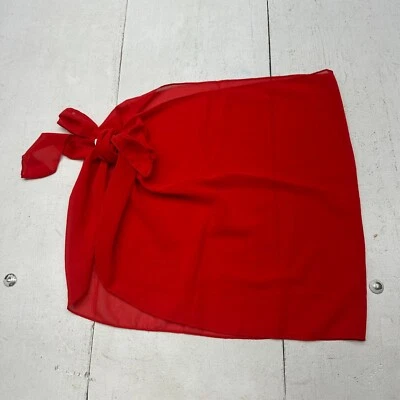 Falda corta de natación Shein Swim de malla roja lisa con corbata lateral para mujer talla única NUEVA Foto 1 de 4