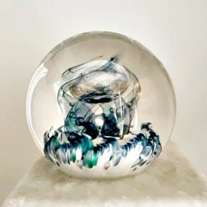 Selkirk Glass Scotland CARESS 1990 Hand Blown Paperweight approx 2.75" Diameter - Picture 1 of 9