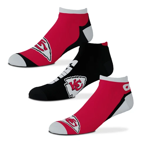 Kansas City Chiefs NFL Flash 3 Pack No Show Mens Large Socks Fits Size 10-13 Cover