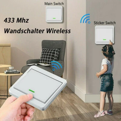 Wandschalter Wireless Funk Schalter Set 230V Doppel Lichtschalter Taster 433 Mhz - Bild 1 von 4