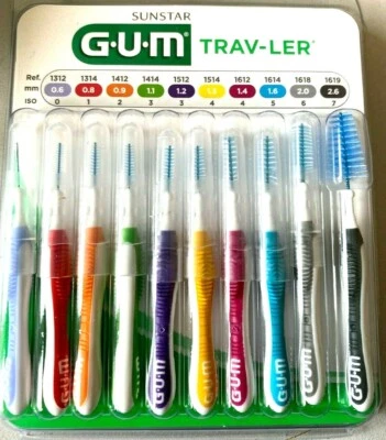 GUM  Trav-ler Interdentalbürsten gemischt - 10 Stück - Zahnzwischenraumbürste  - Bild 1 von 4