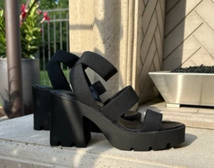 Sandalias de ciudad Madden Girl para mujer negras con suela Temple Lug talla 9 - Imagen 1 de 6