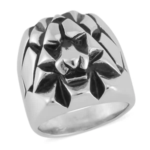 Unisex Men's Oxidized Stainless Steal Lion's Head Ring Size 11 - Picture 1 of 5