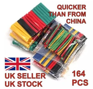 164Pcs Assorted Colours 8 Sizes Cable Heat Shrink Tube Tubing Wrap Sleeve UK - Picture 1 of 12