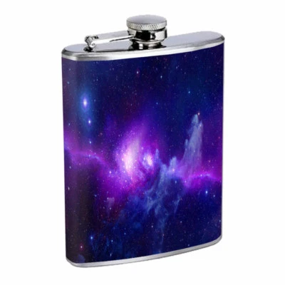Purple Galaxy Em4 Flask 8oz Stainless Steel Hip Drinking Whiskey Foto 1 de 2