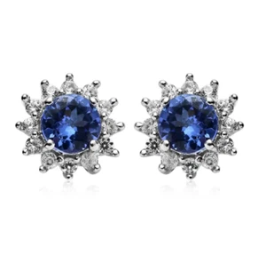 Orecchini tondi in argento sterling con moissanite naturale da 5 mm e 1 mm in... - Foto 1 di 4