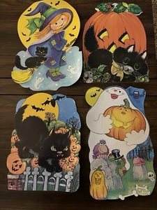 Lot of 4  Halloween Diecuts Cutouts HMS vintage decorations  - Picture 1 of 11