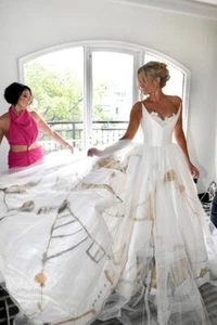 Alex Perry one off Wearable Art collaboration Wedding Dress, gold and ivory - Picture 1 of 8