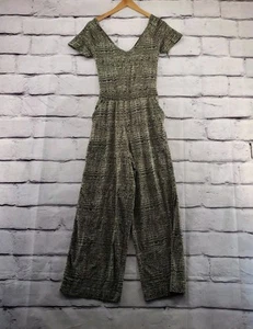 PACT Jumpsuit Womens Small Wide-Leg Cropped Cut Out Back Short Sleeve Pull On - Picture 1 of 9