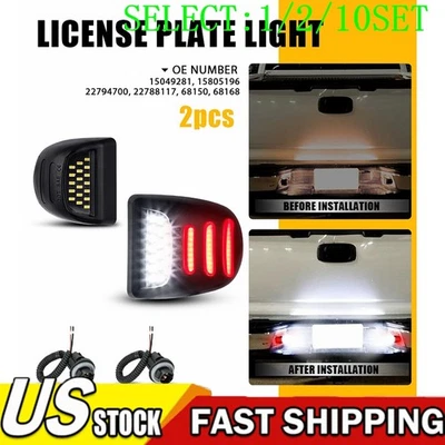 LED License Plate Light Red Tube DRL For Chevy Silverado GMC Sierra 1500 1~10X - Imagem 1 de 4