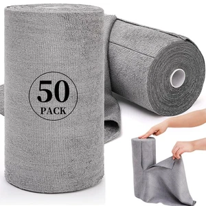 50 Pack Microfiber Cleaning Cloth Roll, 12 x 12 Inch Reusable Tear Away Towel... - Picture 1 of 8