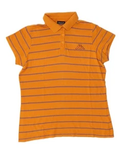 KAPPA Womens Polo Shirt UK 18 XL Orange Striped Cotton DA36 - Picture 1 of 2