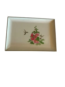 Vintage Otagiri Lacquerware Tray With Hummingbird & Floral Design - Picture 1 of 4