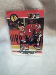 Autographed Hockey Card featuring Chris Chelios Blackhawks - Picture 1 of 2