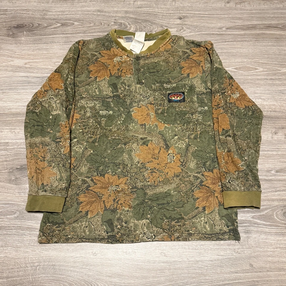 Camisa de trabajo Henley vintage Rasco FR para hombre mediana camuflada resistente al fuego Foto 1 de 4