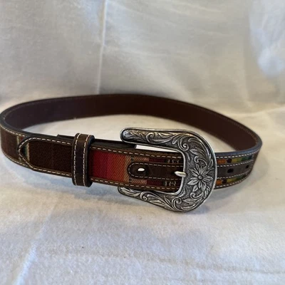 "Nocona Colorido Tejido Cuero Marrón Boho Diseño Tribal Talla 28 Longitud Total 36""" Foto 1 de 4