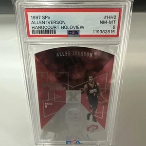 97-98 SPx Allen Iverson Hardcourt Holoview #HH2 76ers PSA 8 only 5 grades higher - Bild 1 von 6