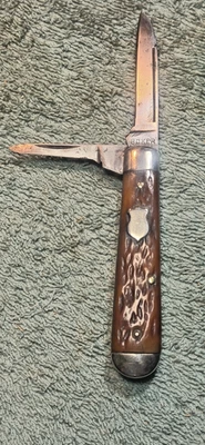 Cuchillo de bolsillo vintage Boker EE. UU. #9895 2 hojas empuñaduras de hueso Foto 1 de 4