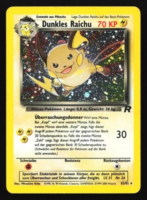 Pokemon Dunkles (Dark) Raichu 83/82 WotC Team Rocket German Unlmited Secret Rare - Image 1 of 2