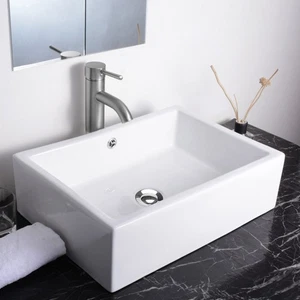 Lavabo da bagno rettangolare 20" porcellana ceramica lavabo trabocco - Foto 1 di 10