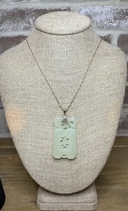 "Antiguo collar chino Celadón Jade 2"" Placa 14k" - Imagen 1 de 10