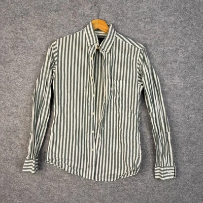J Crew Shirt Size XS Green White Stripe Cotton Button Down Long Sleeve Men - Image 1 of 4