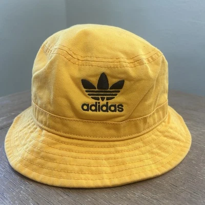 Шляпа ведро Adidas желтая хлопковая мужская OSFM хип-хоп уличная одежда для улицы очень хорошее состояние - Изображение 1 из 4