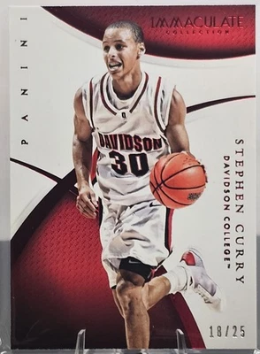 Stephen Curry NBA 2015 Panini Immaculate College #93 Red /25 Davidson WildCats - Image 1 of 2