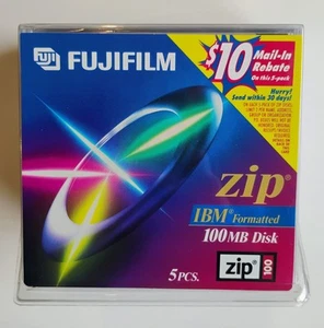 Fujifilm Lot de 5 disques zippés 100 Mo IBM formatés technologie Atomm neuf scellé - Photo 1/6